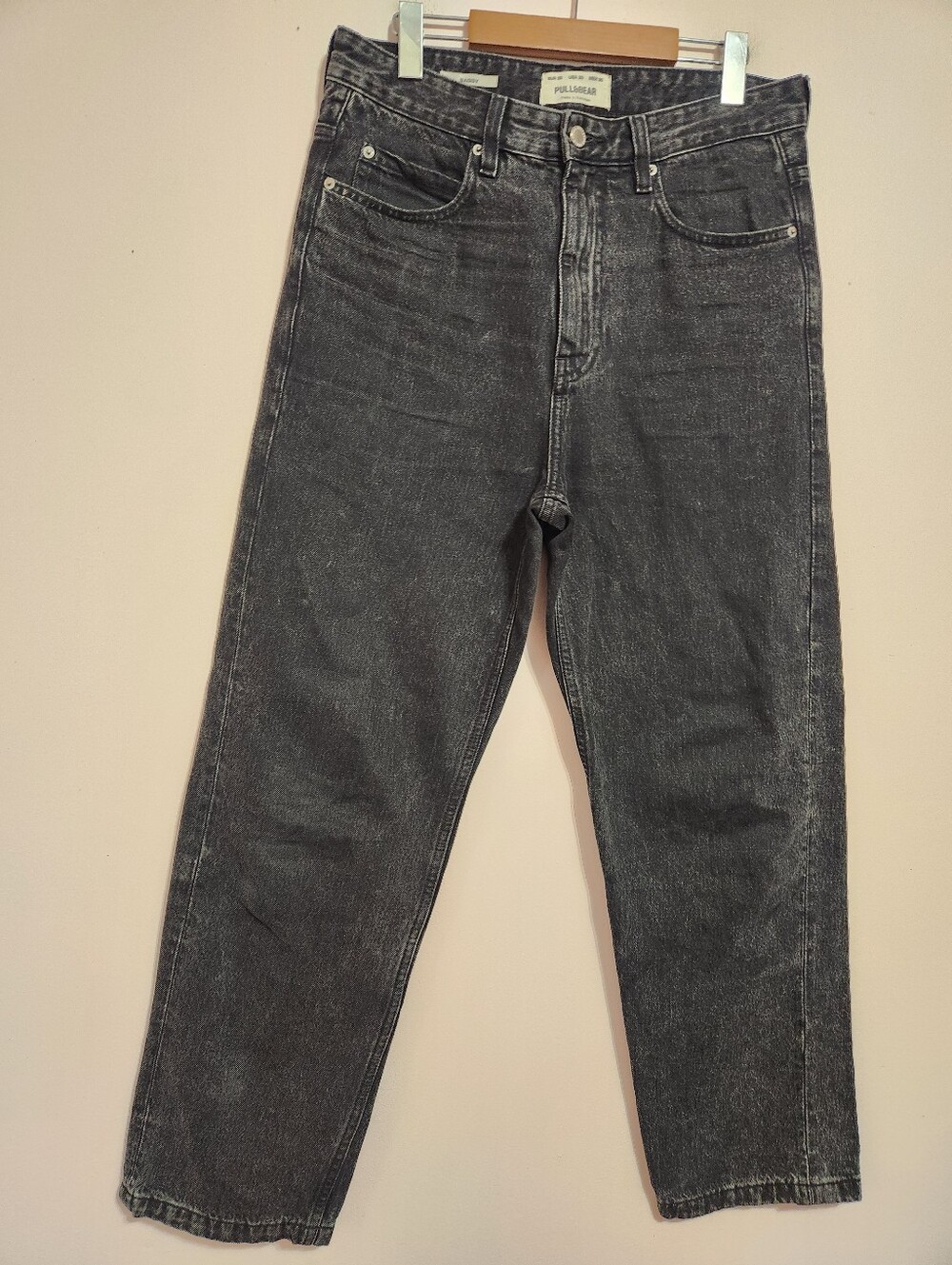 Pull&Bear Baggy Washed Black Jeans High Rise Y2K Grunge Streetwear Denim